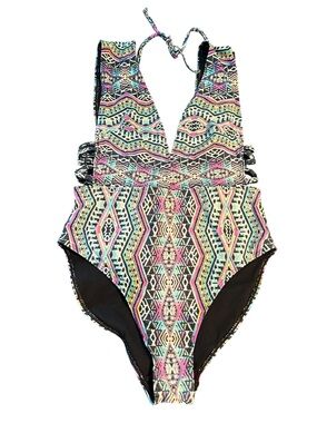 Women's Geometric Print One-Piece Swimsuit in Multi-Color large